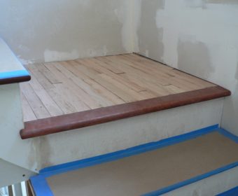 Hardwood shop floor stairs